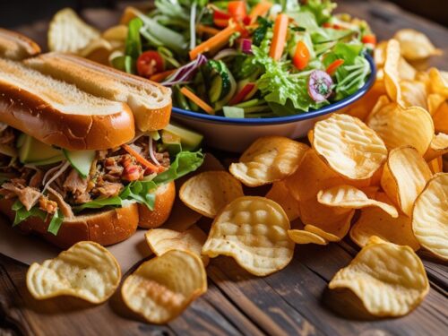 sandwich chips salad