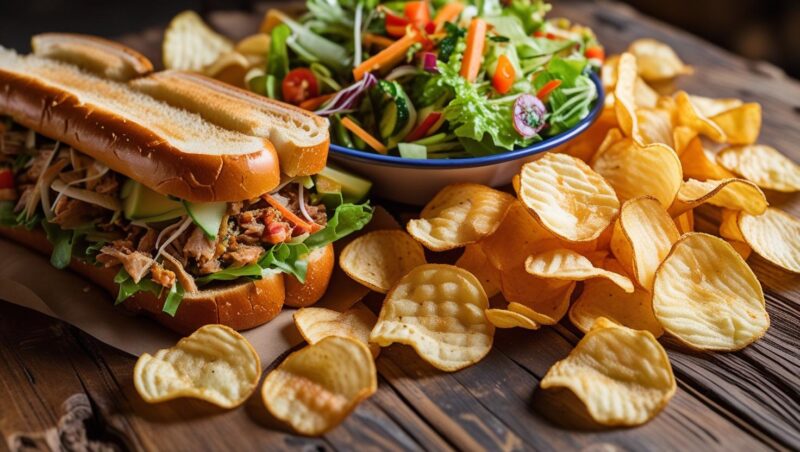 sandwich chips salad
