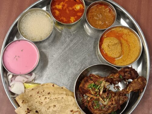 chicken leg piece thali
