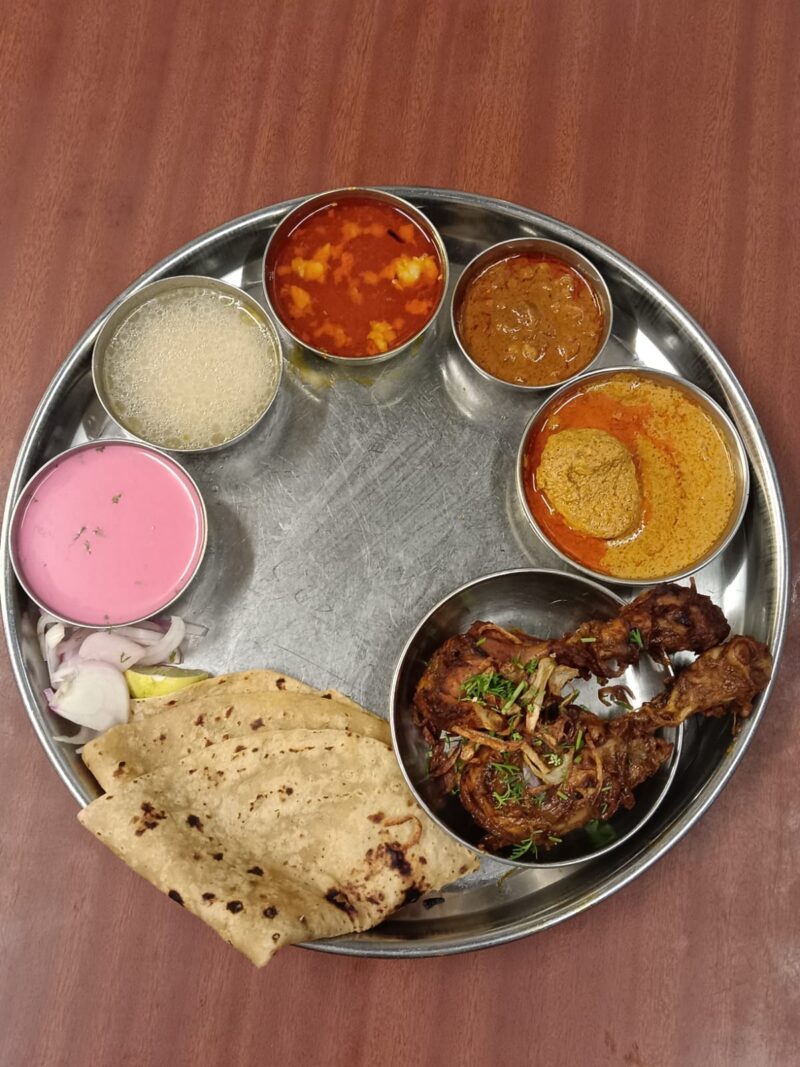 chicken leg piece thali